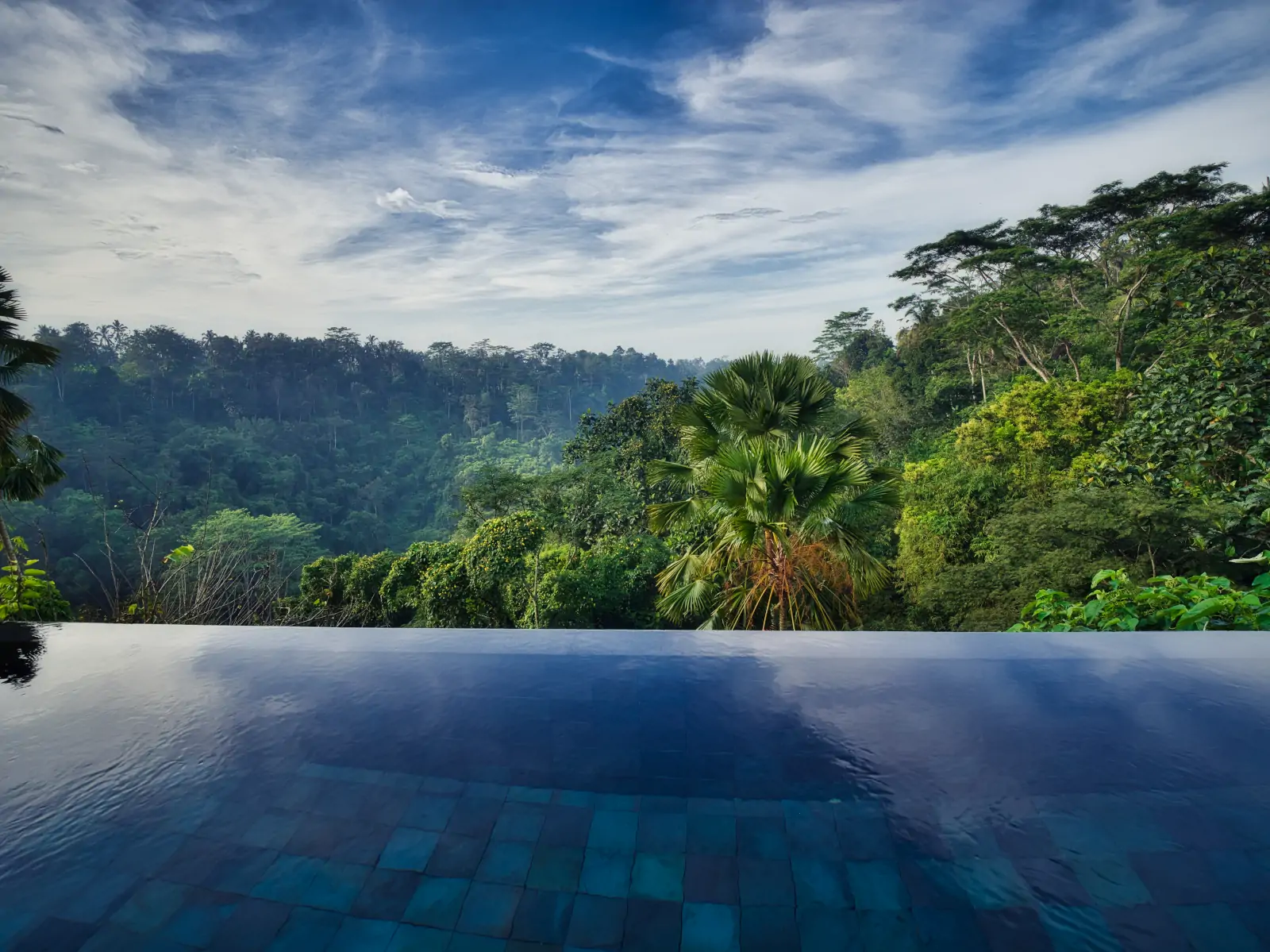Private infinity pool at Hanging Gardens of Bali in March before peak season