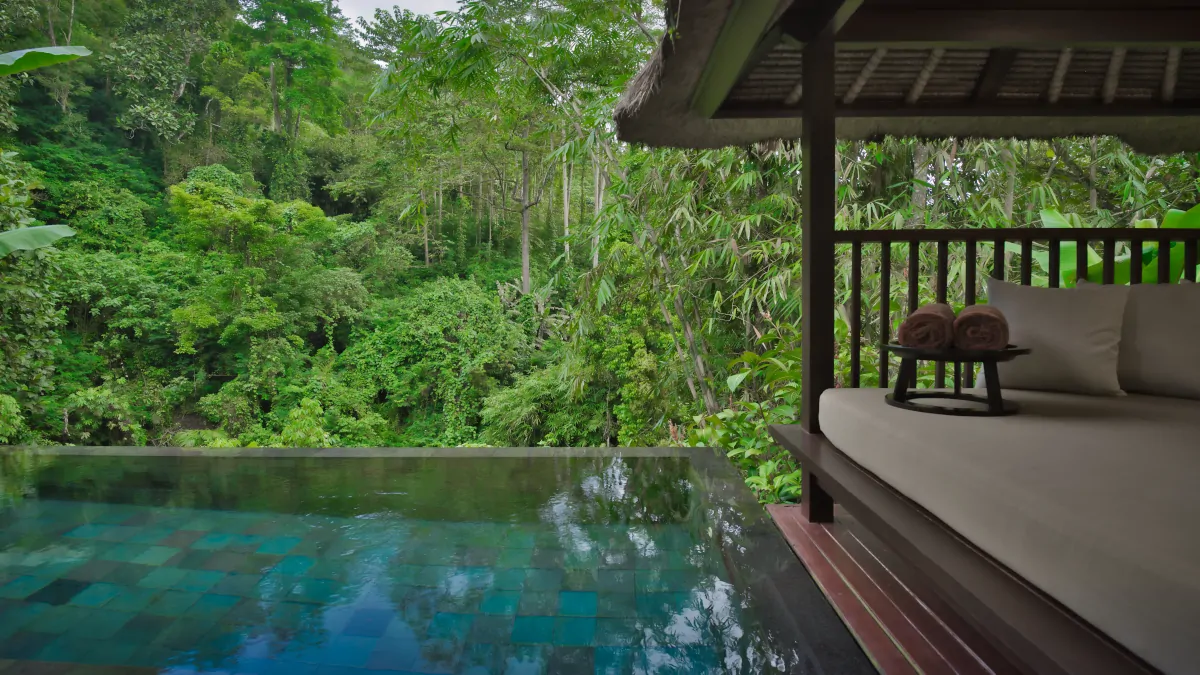 Private jungle infinity pool in Bali offering quiet luxury and complete privacy