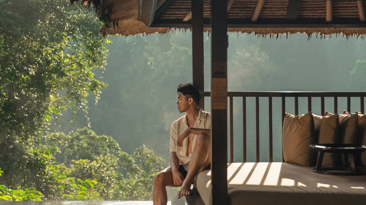 Luxury sunrise overlooking the rainforest in Ubud Bali